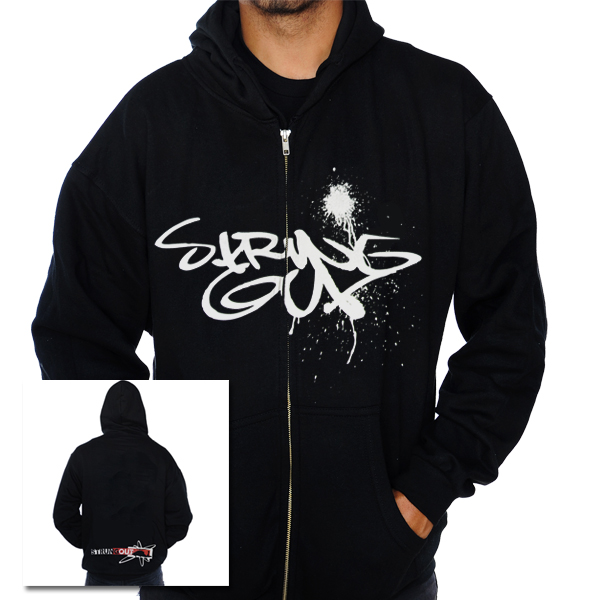 Spray Paint Zip Up Hoodie Black